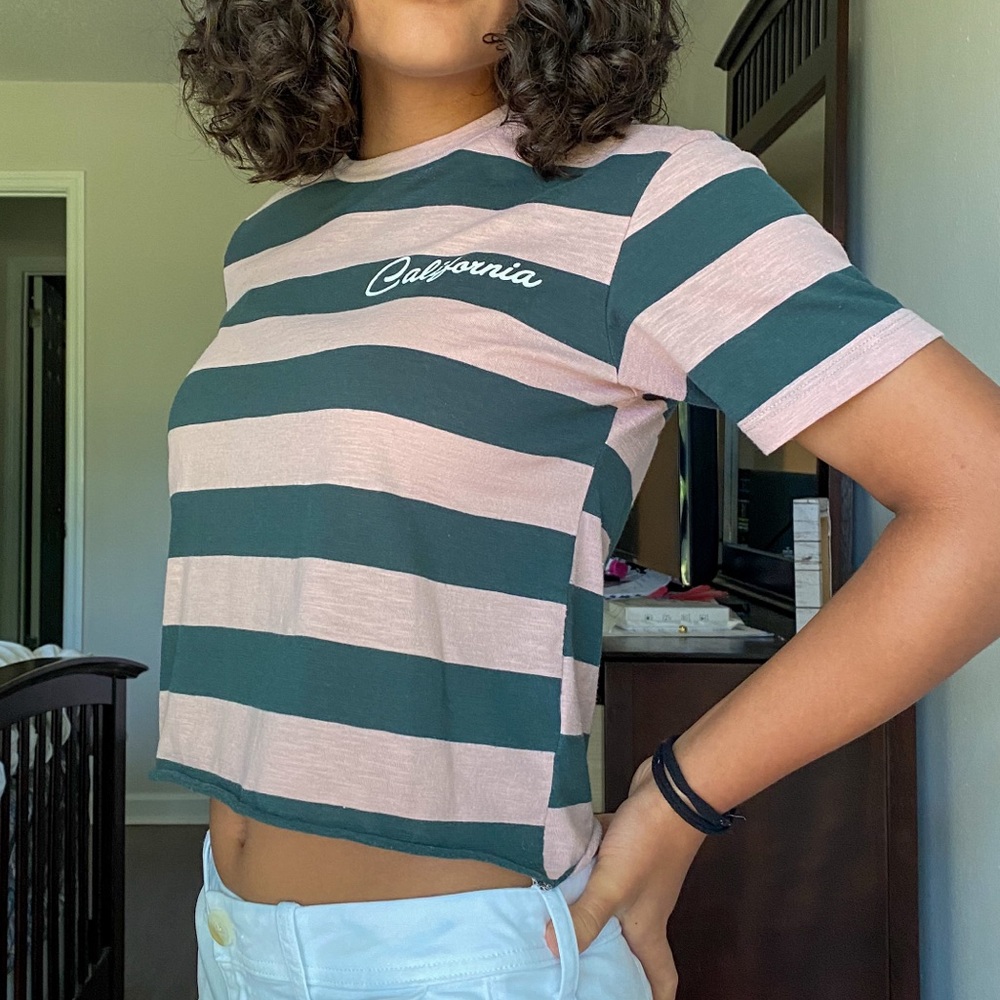 This is a XS, green pink and white California top.